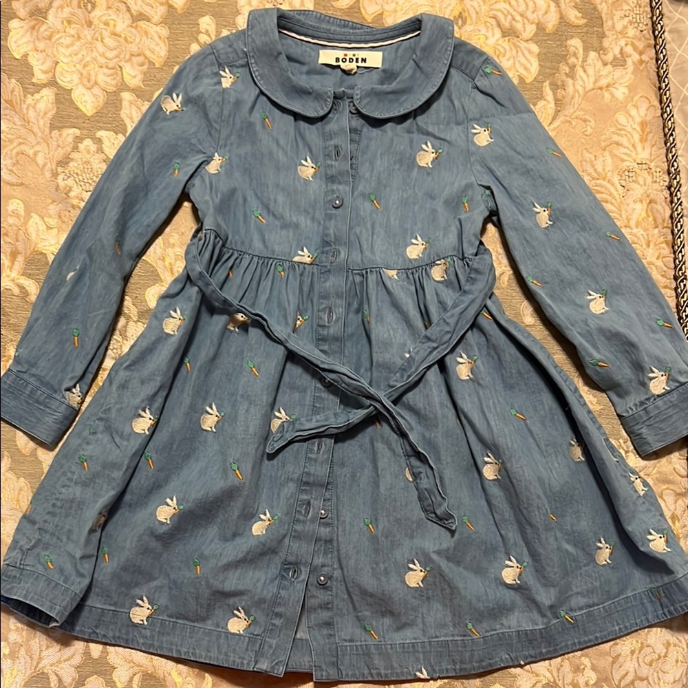 Mini Boden Blue Bunny Rabbit Print Casual Dress - Picture 4 of 4